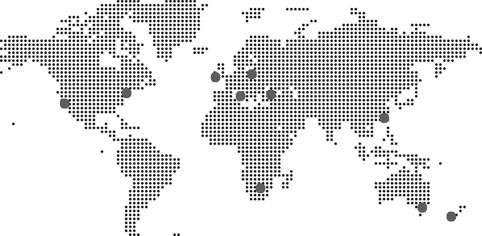 Dotted world map showing Nuvensa's distribution reach